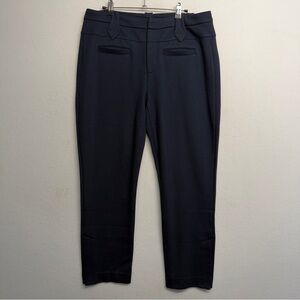 CAbi Size 12 Classic Navy Ponte Knit Barrister Trouser Welt Pockets
